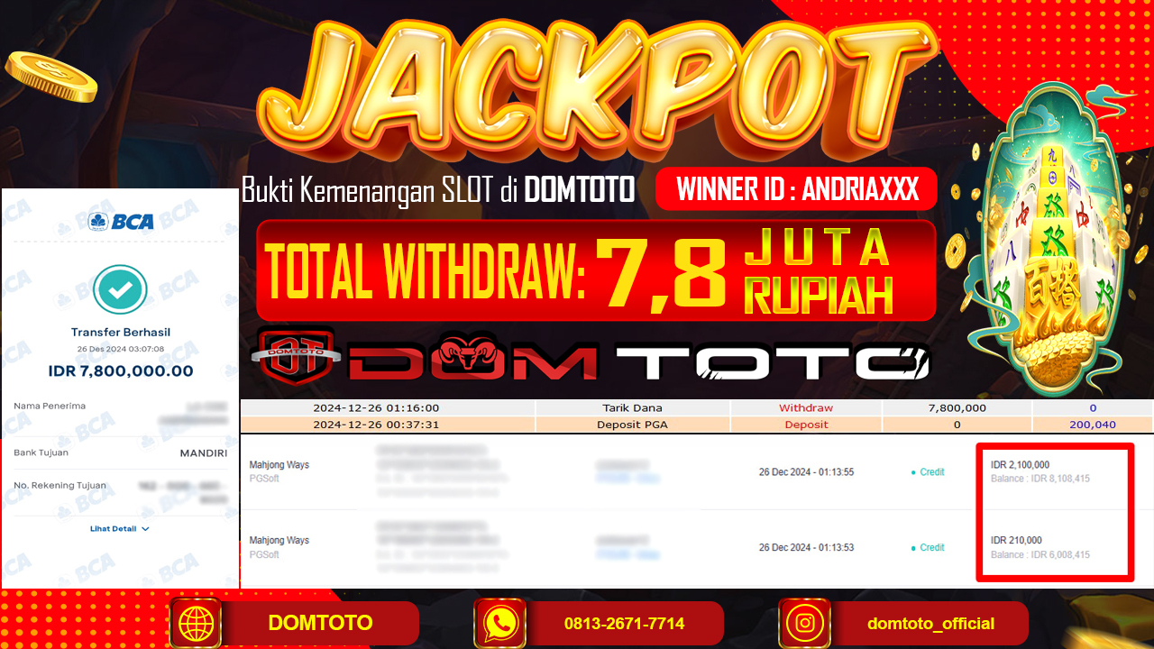 JACKPOT SLOT MAHJONG WAYS 26 DESEMBER 2024